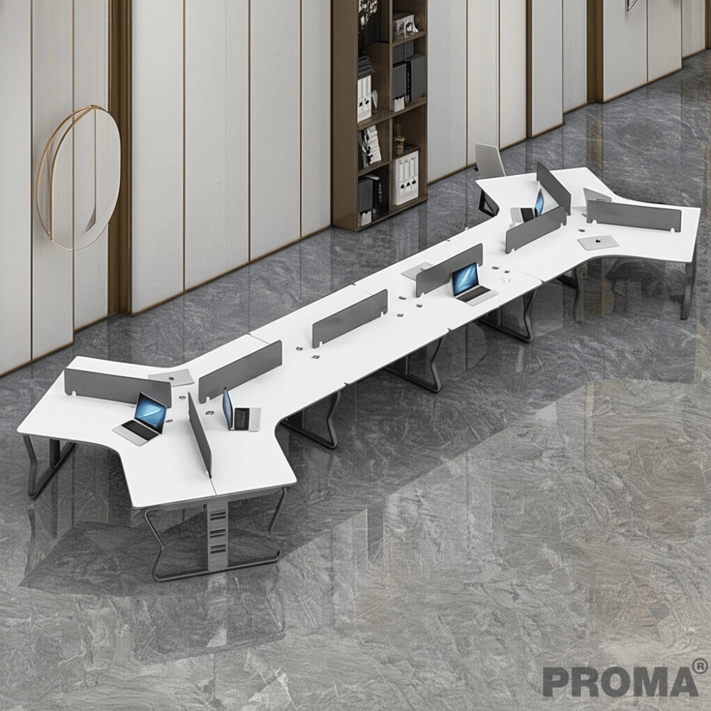 [Pre-order] โต๊ะทำงาน Proma-POD-05 สีขาว/ดำ แบบ 10 ที่นั่ง (ไม่มีตู้เอกสาร)_9